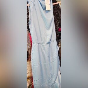 Blue Asymmetrical Ruffled Cocktail Dress